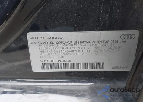 2013 Audi A4 2.0T Premium from USA, damaged, VIN WAUBFAFL1DN045596